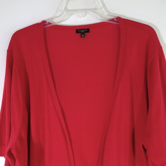 Talbots Cardigan Shrug Sweater Women's Plus Size 3X Red Open Front Short Sleeve - Picture 2 of 6